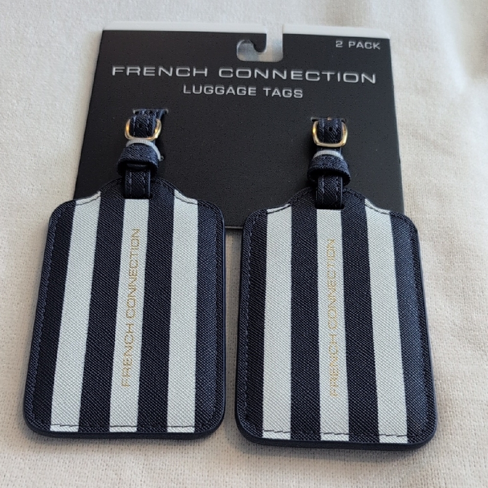 French Connection Navy and White Luggage Tags - Picture 2 of 5
